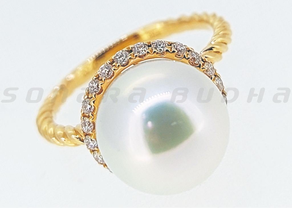 Diamond / SS Pearl Ring