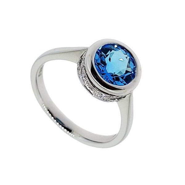 Diamond / Blue Topaz Ring