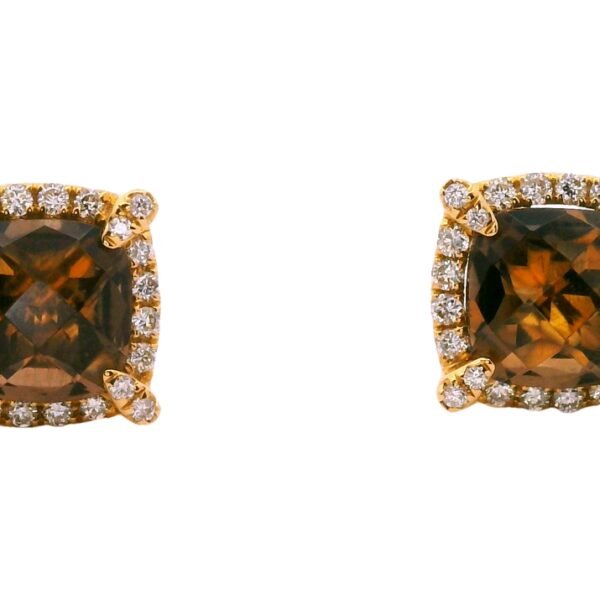 Diamond / Smokey Quartz Earrings