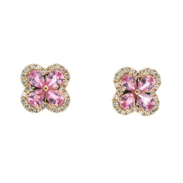 Diamond / Pink Sapphire Earrings