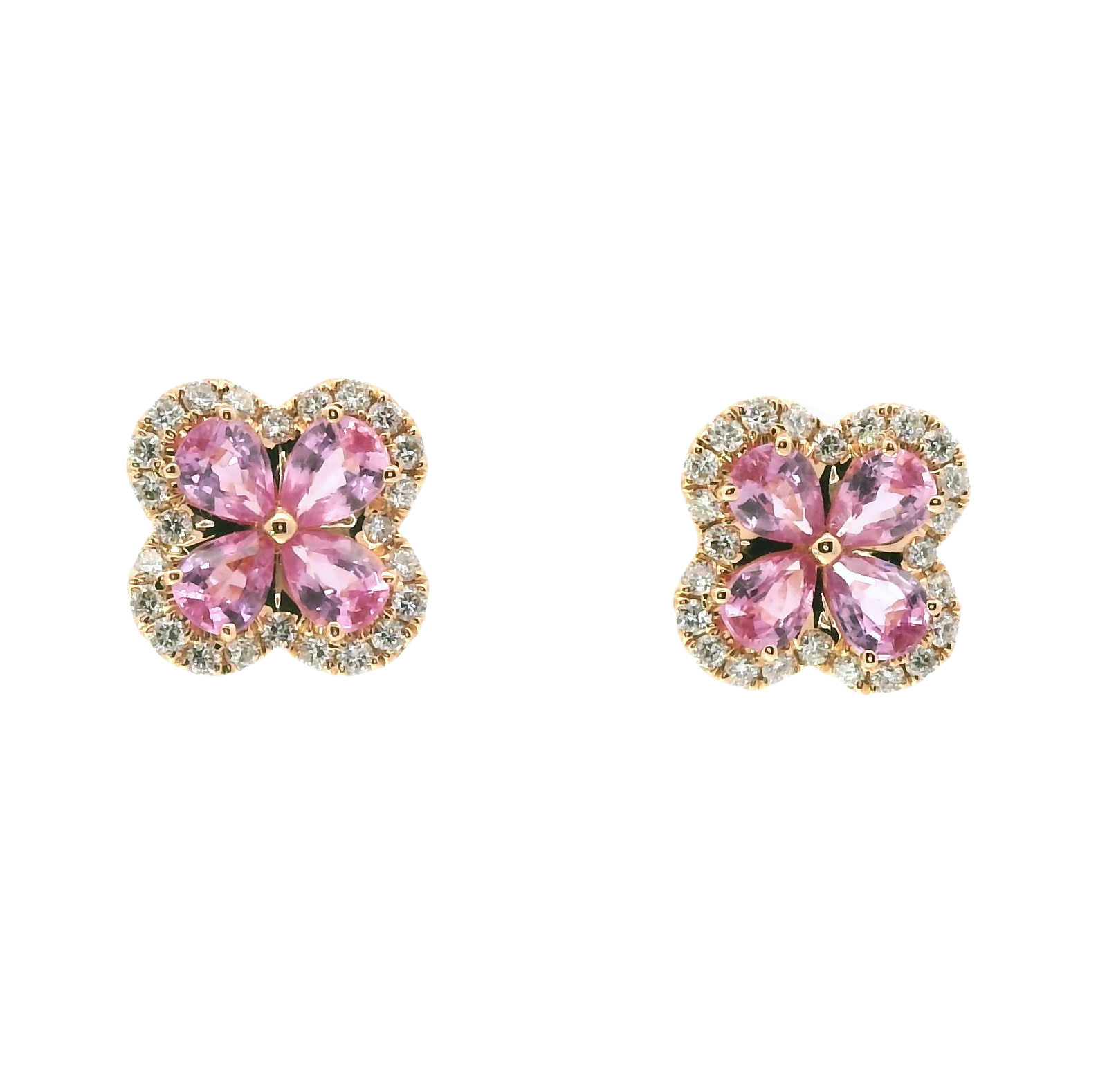 Diamond / Pink Sapphire Earrings