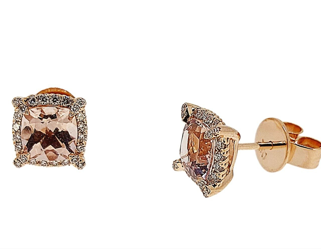 Diamond / Morganite Earrings