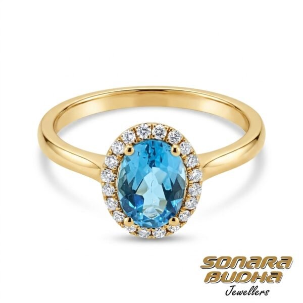 Diamond / Blue Topaz Ring