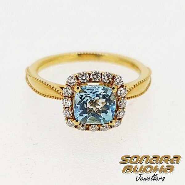 Diamond / Blue Topaz Ring