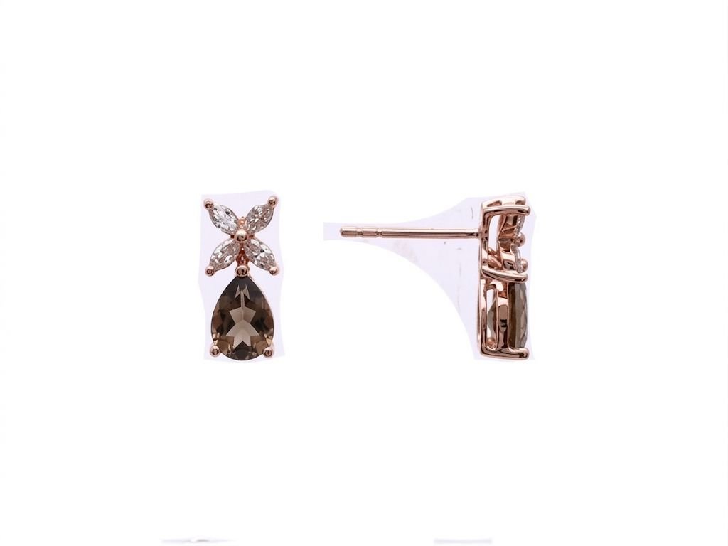 Diamond / Smokey Quartz Earrings