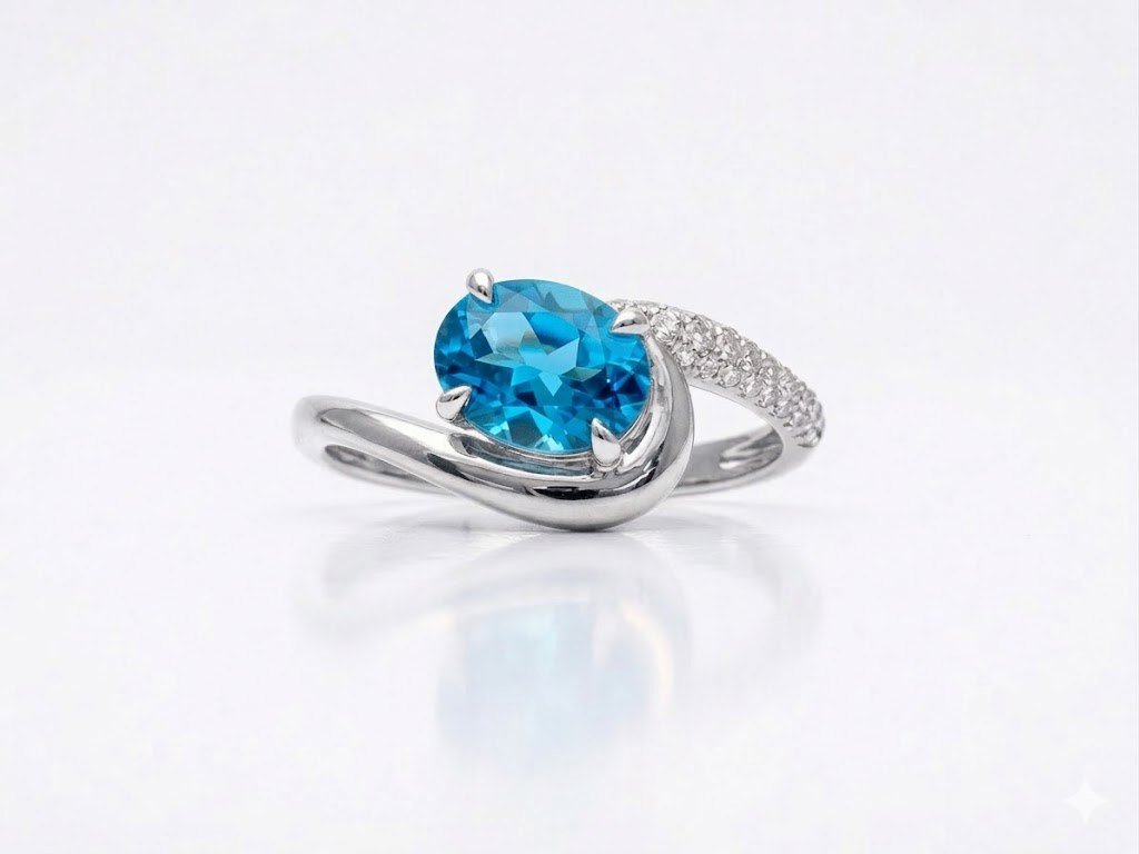 Diamond / Blue Topaz Ring