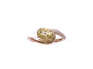 Diamond / Lemon Quartz Ring