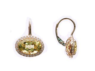 Diamond / Lemon Quartz Earrings