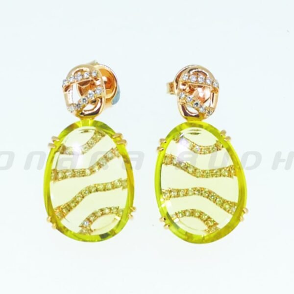 Diamond / Lemon Quartz Earrings