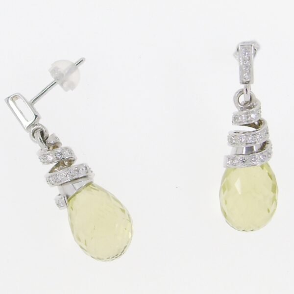 Diamond / Lemon Quartz Earrings