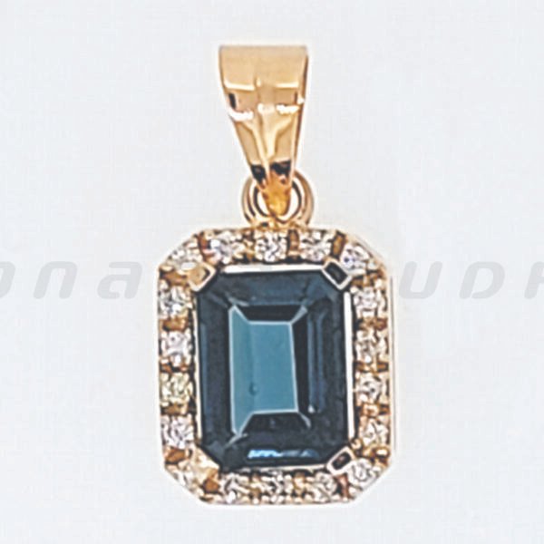 Diamond / Blue Topaz Pendant