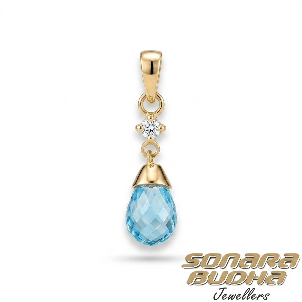 Diamond / Blue Topaz Pendant