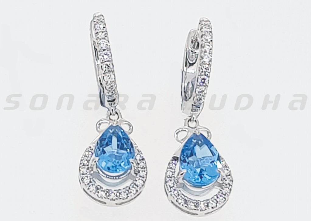 Diamond / Blue Topaz Earrings