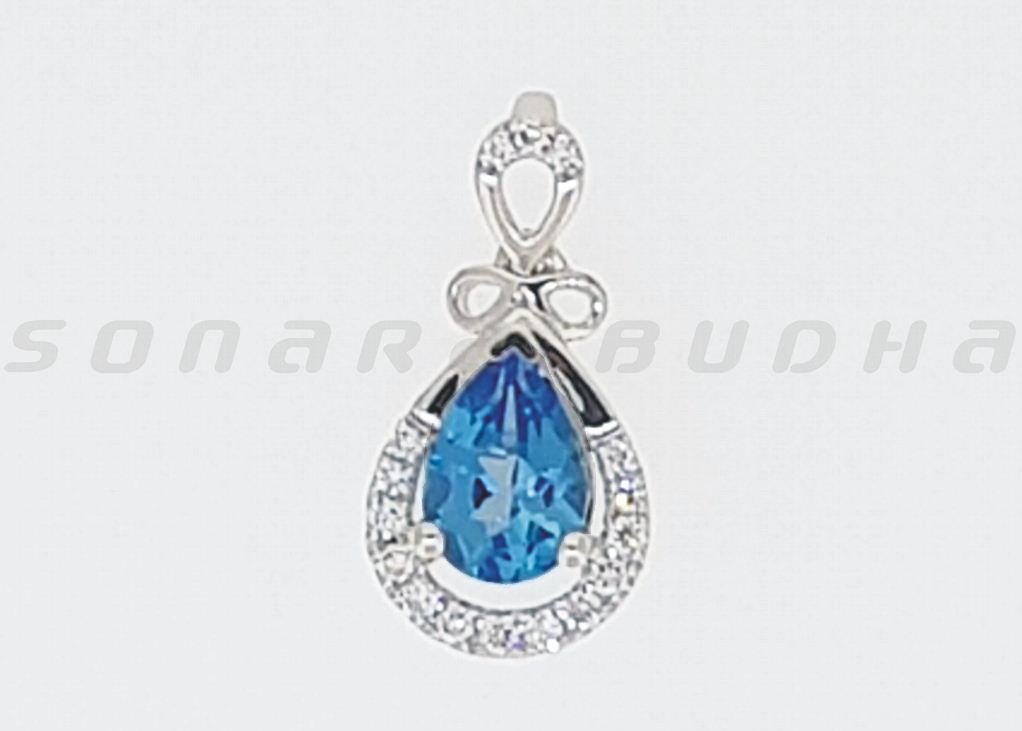 Diamond / Blue Topaz Pendant