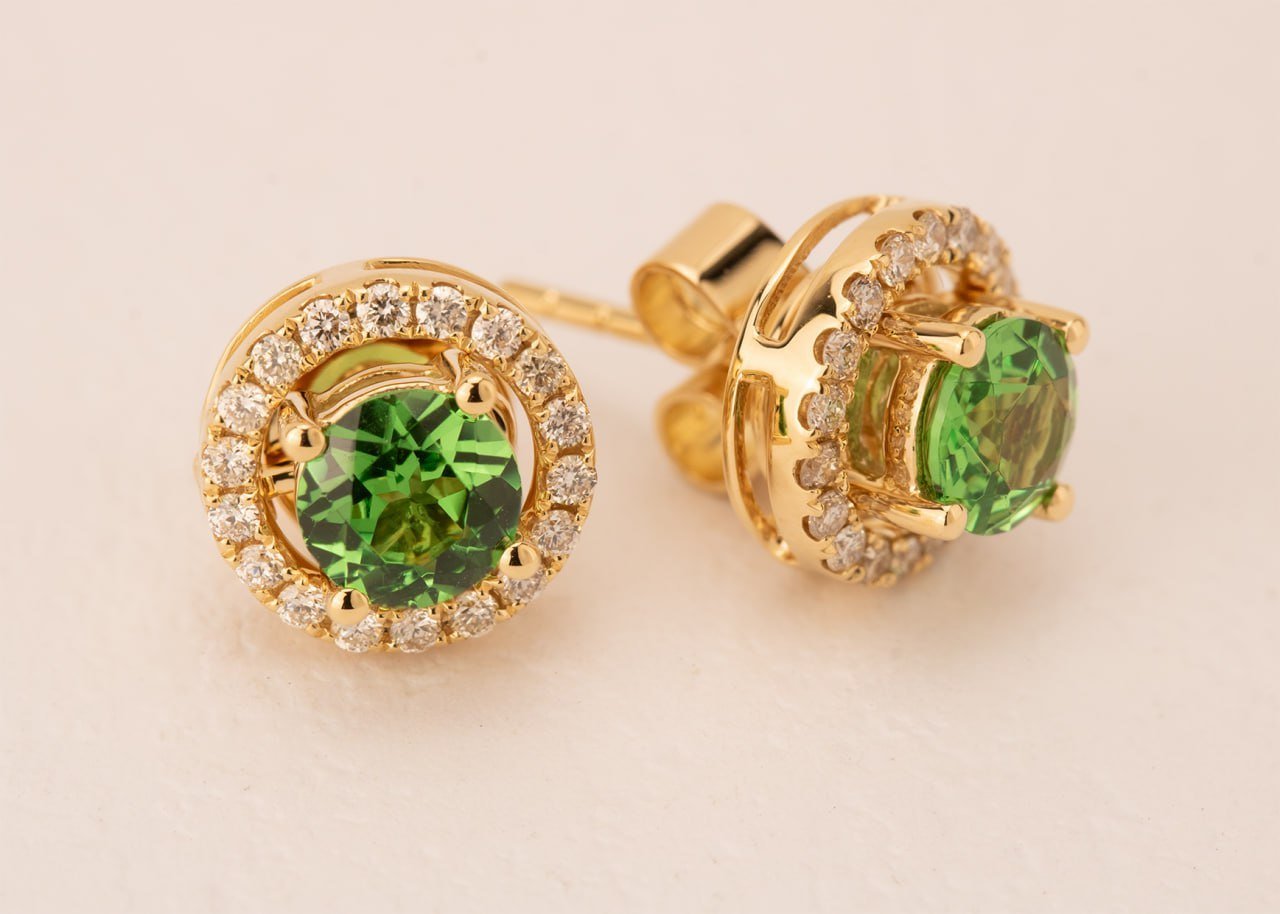 Diamond / Green Quartz Earrings