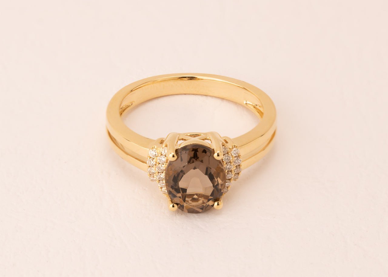 Diamond / Smokey Quartz Ring