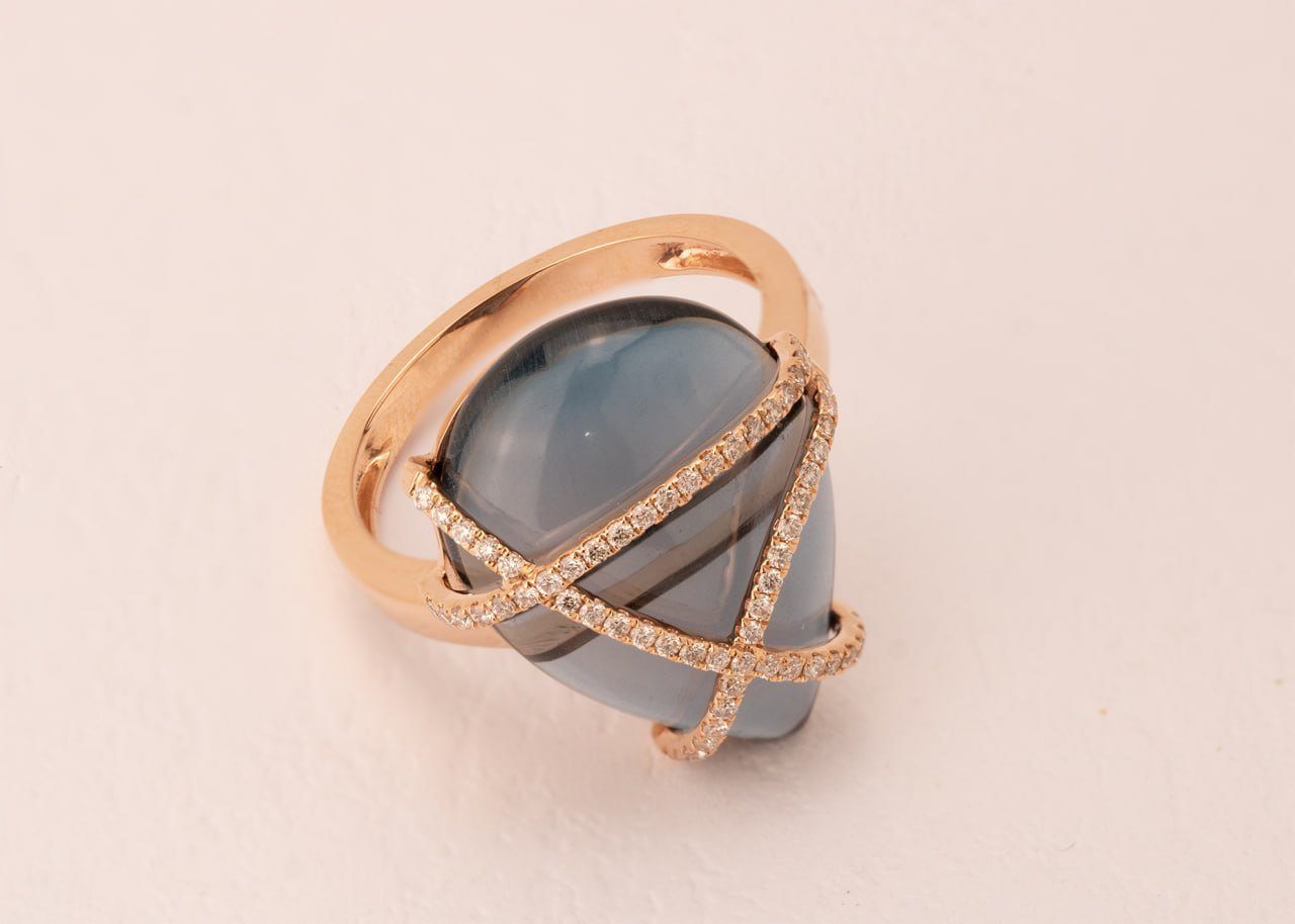 Diamond / Blue Topaz Ring