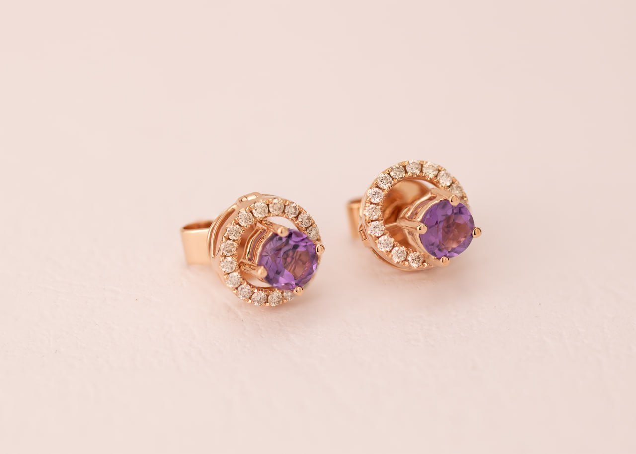 Diamond / Amethyst Earrings