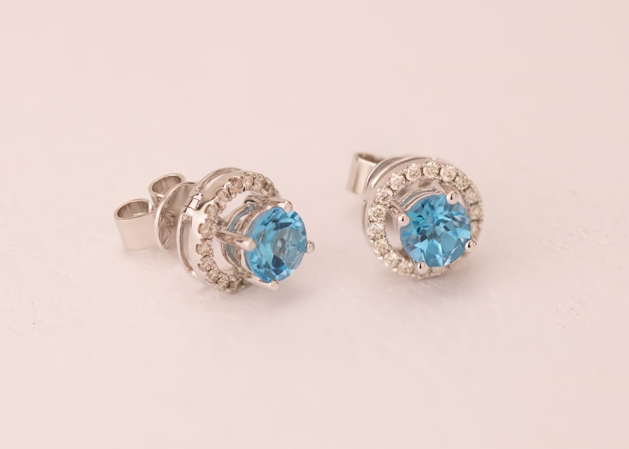 Diamond / Blue Topaz Earrings