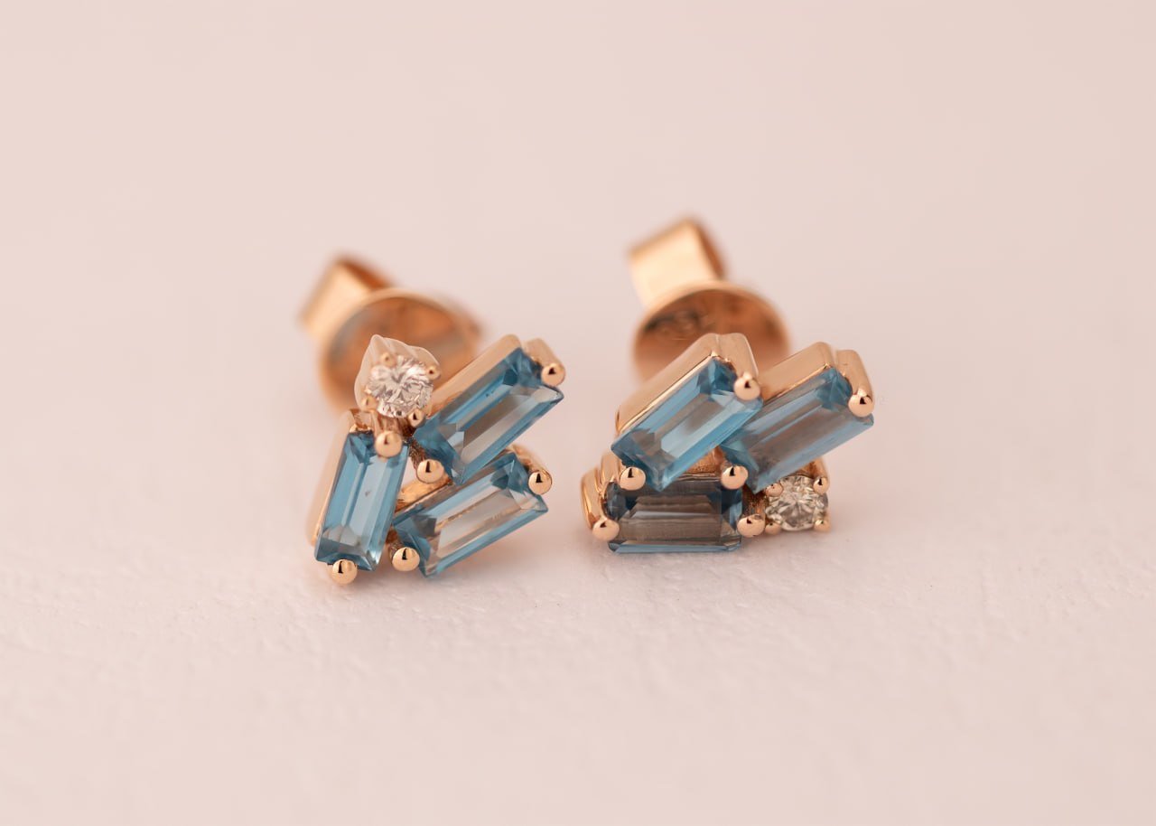 Diamond / Blue Topaz Earrings