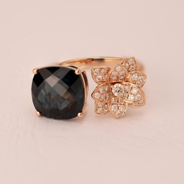 Diamond / Blue Topaz Ring