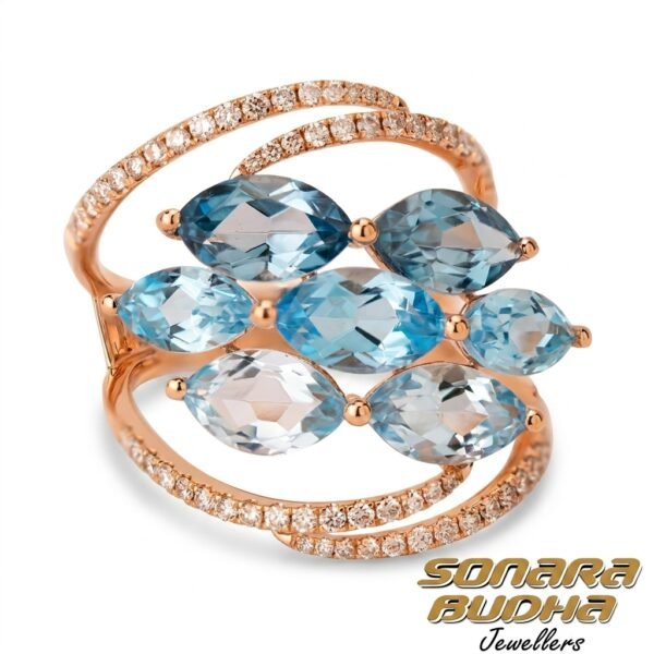 Diamond / Blue Topaz Ring