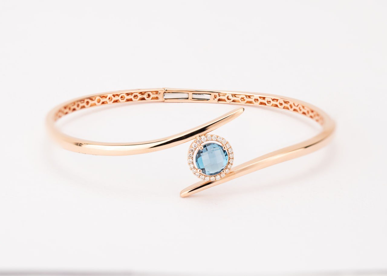 Diamond / Blue Topaz Bangle