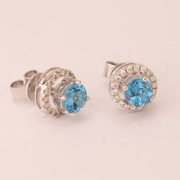 Diamond / Blue Topaz Earrings