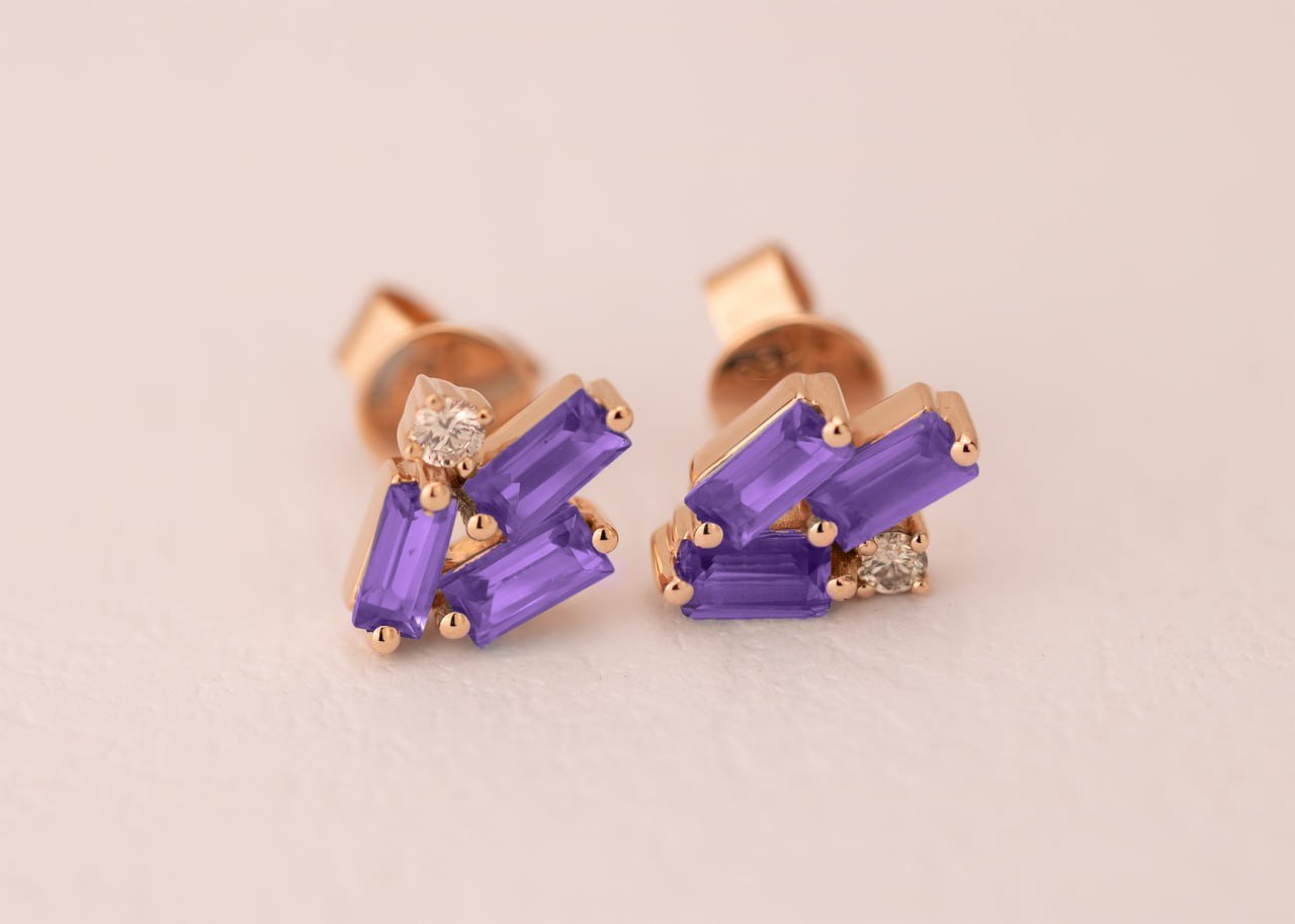 Diamond / Amethyst Earrings