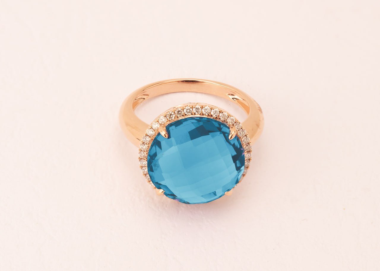 Diamond / Blue Topaz Ring