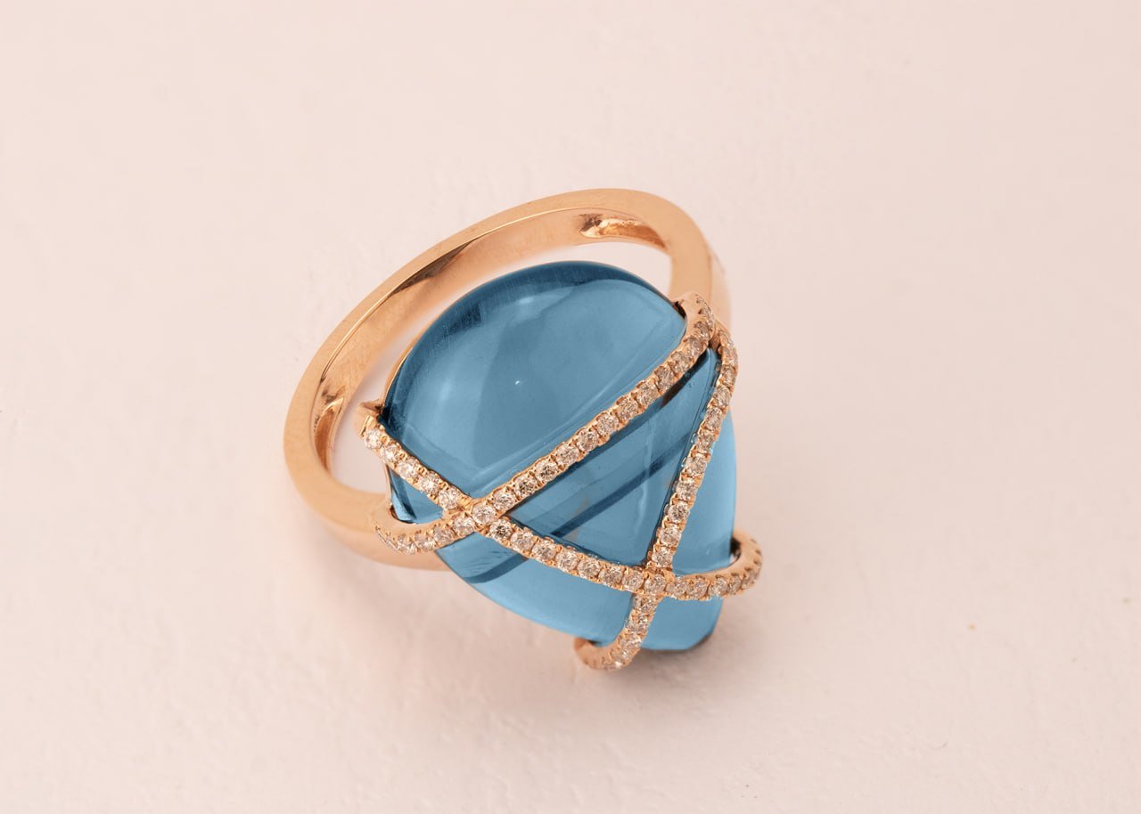 Diamond / Blue Topaz Ring