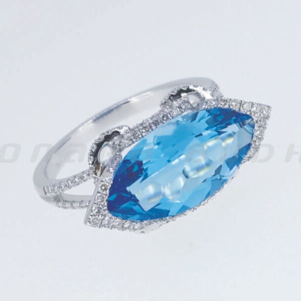 Diamond / Blue Topaz Ring
