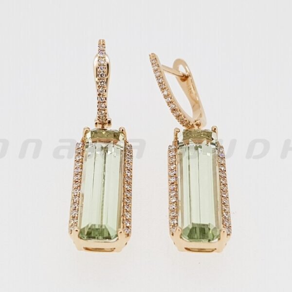 Diamond / Green Qtz Earrings