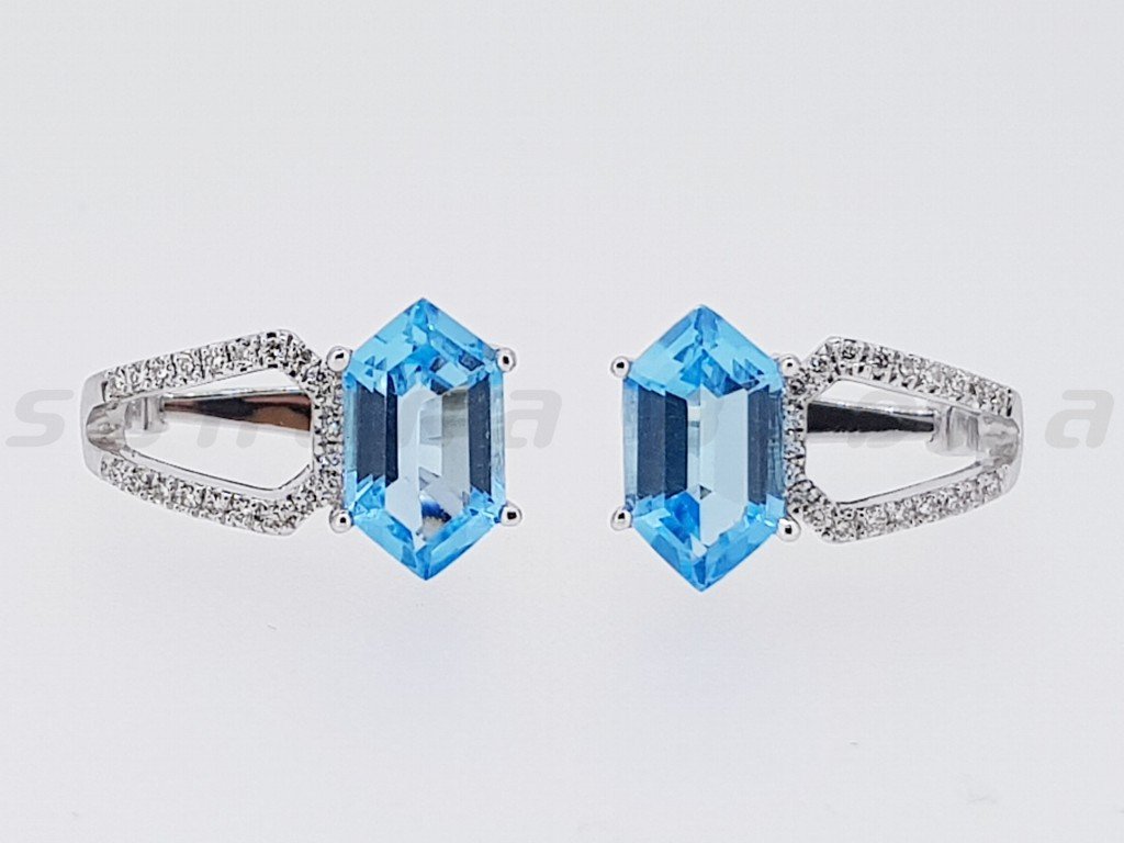 Diamond / Blue Topaz Earrings