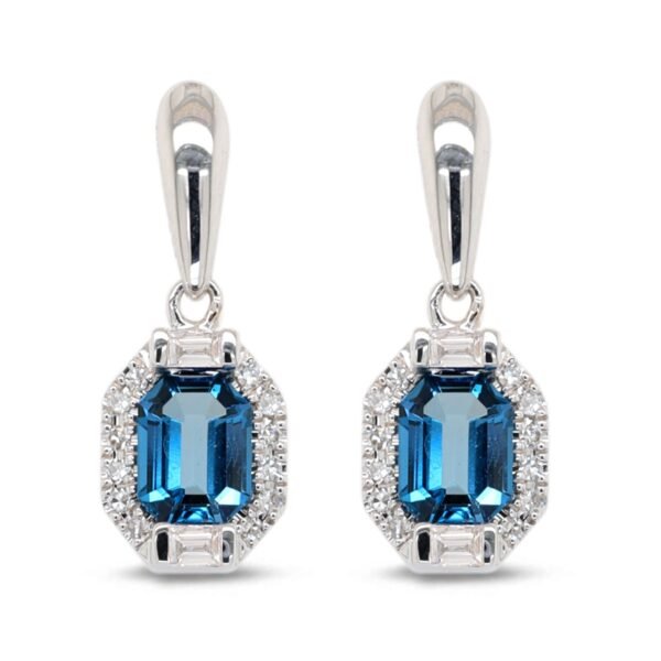 Diamond / Blue Topaz Earrings
