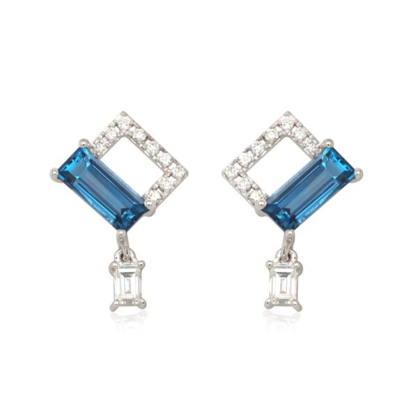 Diamond / Blue Topaz Studs