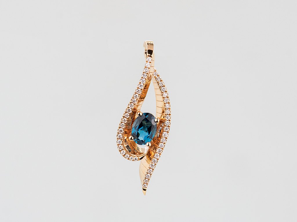 Diamond / Blue Topaz Pendant
