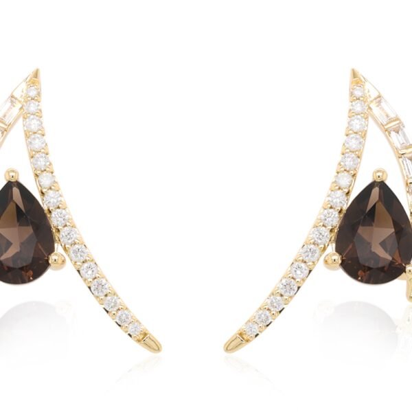 Diamond / Smokey Quartz Earrings