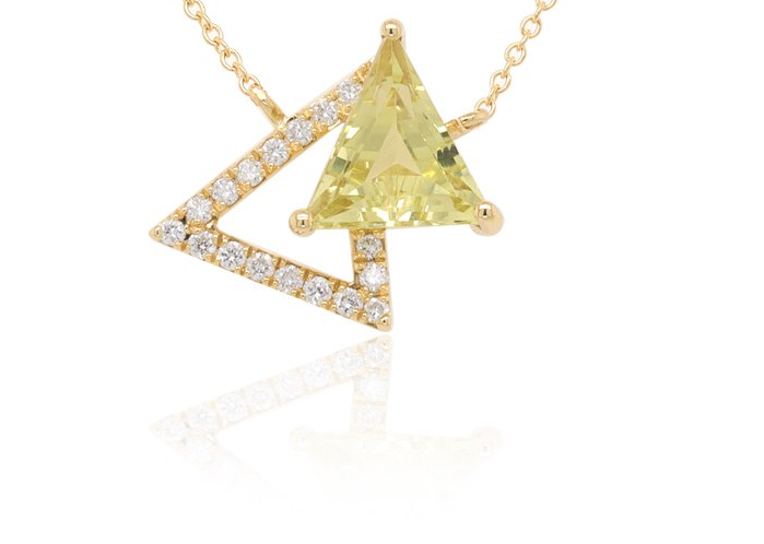 Diamond / Lemon Quartz Necklace