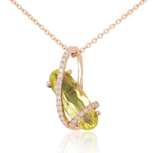 Diamond / Lemon Quartz Pendant