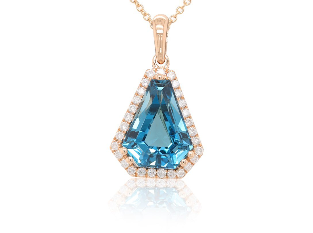 Diamond / Blue Topaz Pendant