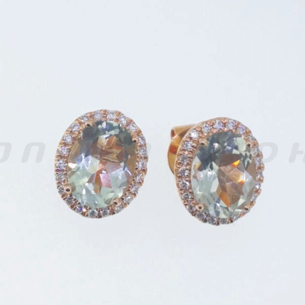 Diamond / Green Quartz Studs