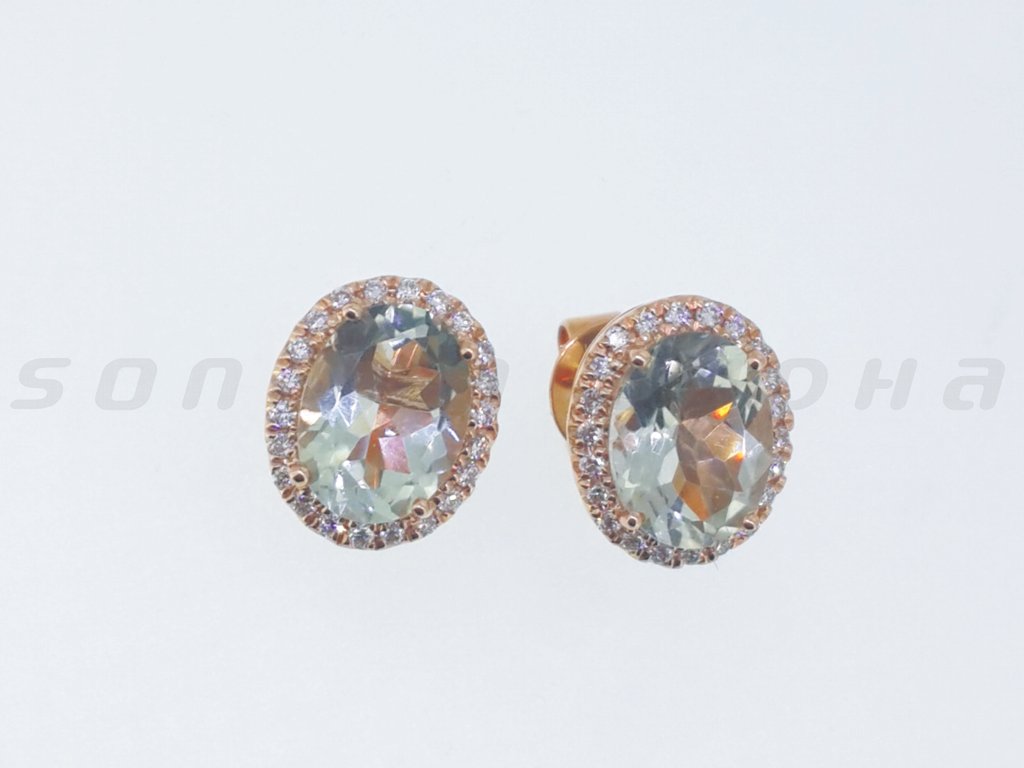 Diamond / Green Quartz Studs