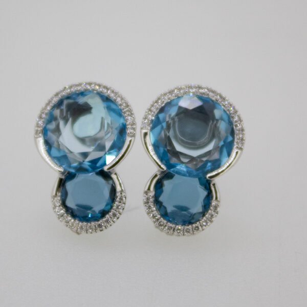 Diamond / Blue Topaz Studs