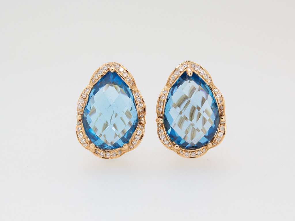 Diamond / Blue Topaz Earrings