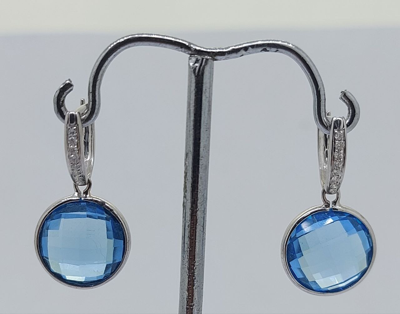 Diamond / Blue Topaz Earrings