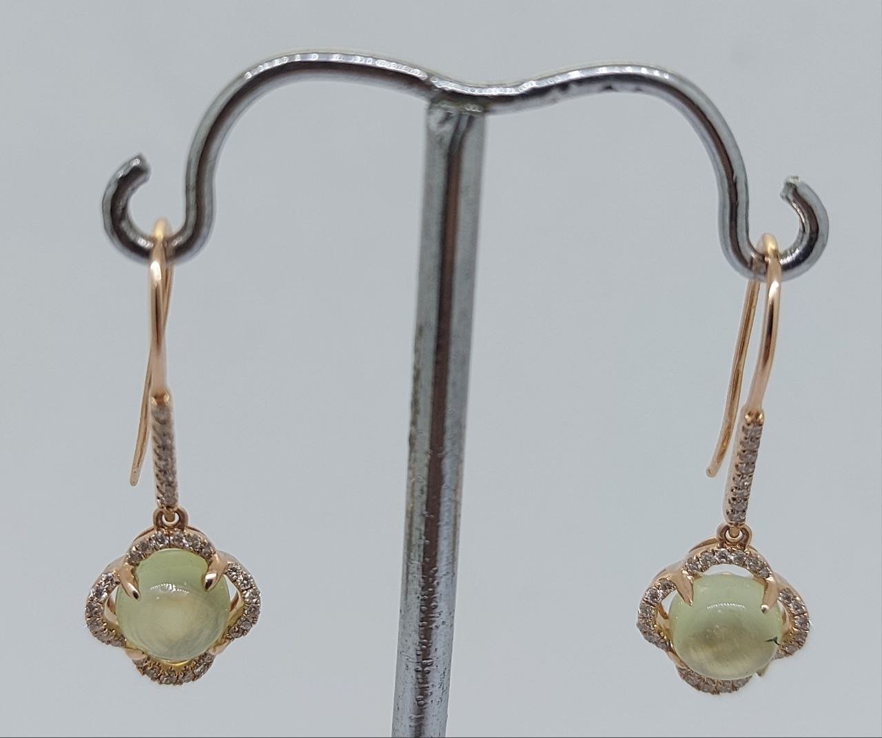 Diamond / Prehnite Earrings