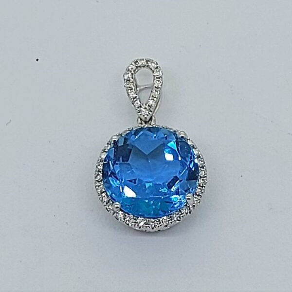 Diamond / Blue Topaz Pendant