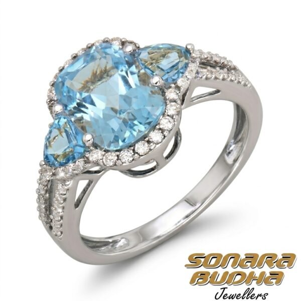 Diamond / Blue Topaz Ring