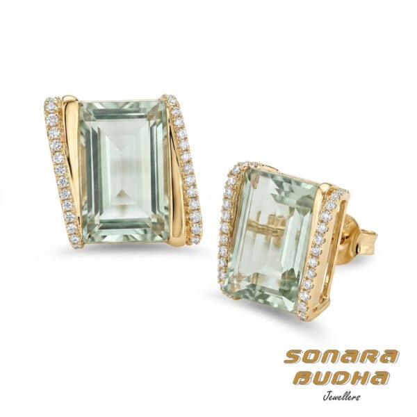Diamond / Green Quartz Studs